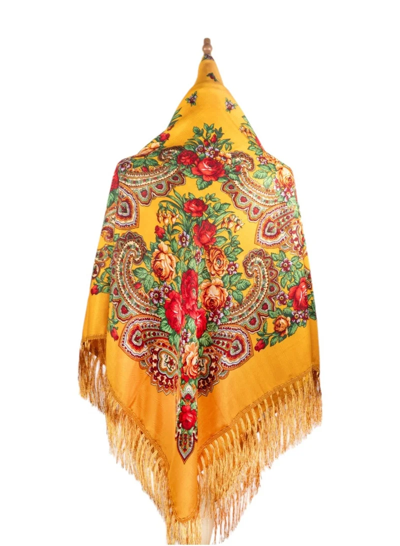 Bidani Traditional Yellow Folk Shawl